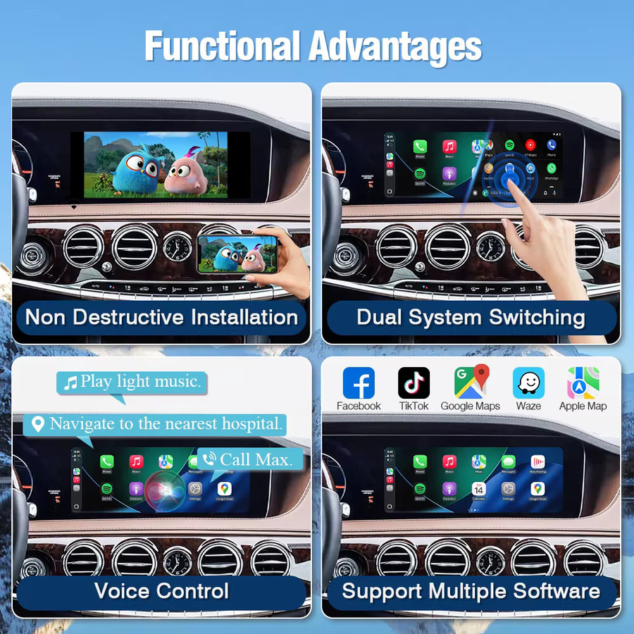 AUTOTOP Kabelloses Apple CarPlay und Android Auto Interface für Mercedes Benz NTG5.5 W213 W222 W205 W176 in Schwarz mit MirrorLink und AirPlay - Bild 5
