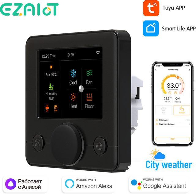 EZAIOT Tuya Smart WIFI Thermostat zur Temperatursteuerung für elektrische, Wasser- und Gasheizungen sowie Fußbodenheizungen, Farbe: Weiß, kompatibel mit Google Home und Alexa - Bild 1