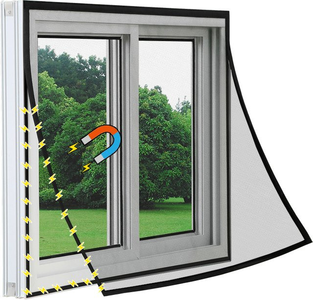 Magnetisches Moskitonetz von CHARM HOME aus schwarzem Glasgewebe als insektensicherer Vorhang für Fenster und Autofenster - Bild 1