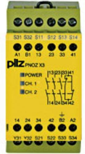 PILZ Sicherheitsschaltgerät PNOZ X3 in Gelb mit 240VAC/24VDC, 3 Schließer und 1 Öffner - Bild 1