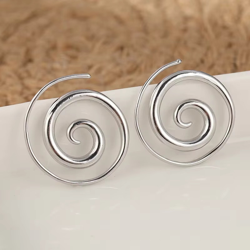 Ohrringe, spiralförmiges Design, Silber, Unisex - Bild 2