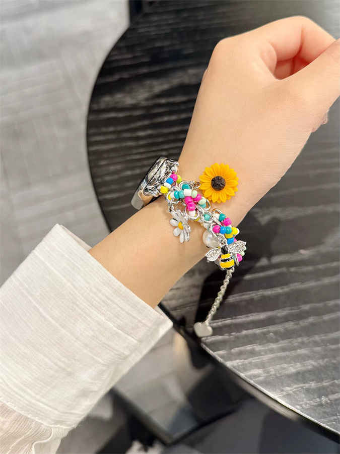 iwujiao Uhrenarmband Metall-Blumen, Edelstahl, Unisex - Bild 2