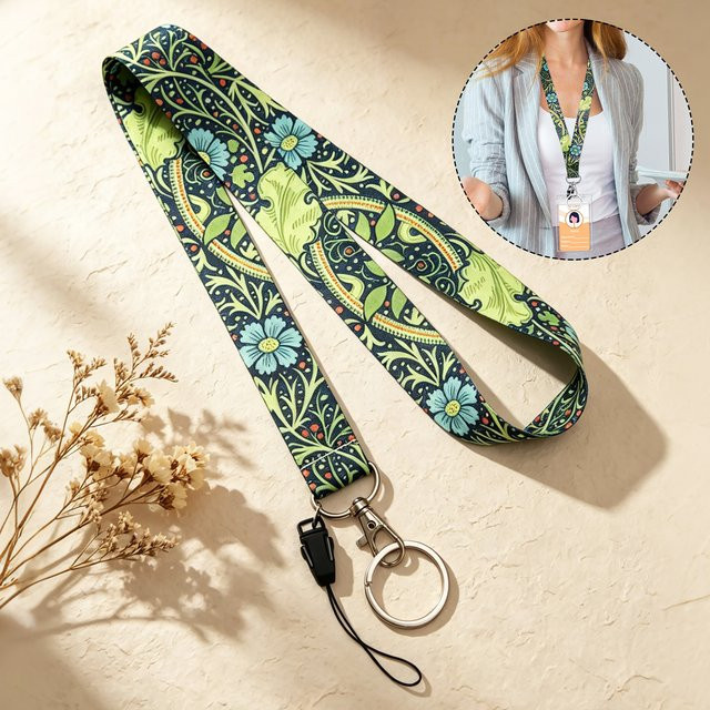 William Morris Lanyard, Blumenmuster, grün, multicolor, Unisex - Bild 1