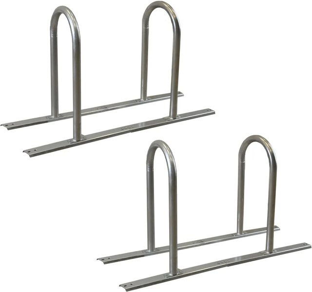 TRUTZHOLM 2er Set Fahrradanlehnbügel Typ U aus feuerverzinktem Stahl in Grau/Silber, H x B: 140 x 88 cm, Durchmesser 50 mm - Bild 1