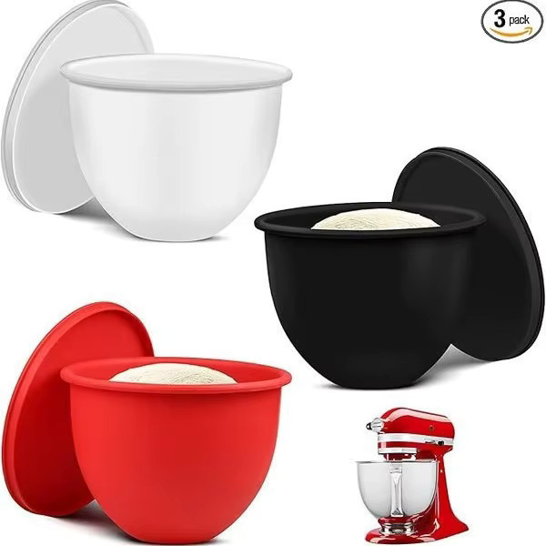 KitchenAid Silikon-Mischerschalen mit Deckel für 5-Qt-Mixer mit neigbarem Kopf, Rot, Rund - Bild 5