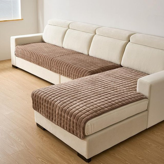 Super Six Flanell-Sofakissen in Braun, modernes Plüsch-Sitzkissen für das Wohnzimmer, rutschfest und verdickt, B/H: 90 x 120 cm - Bild 1