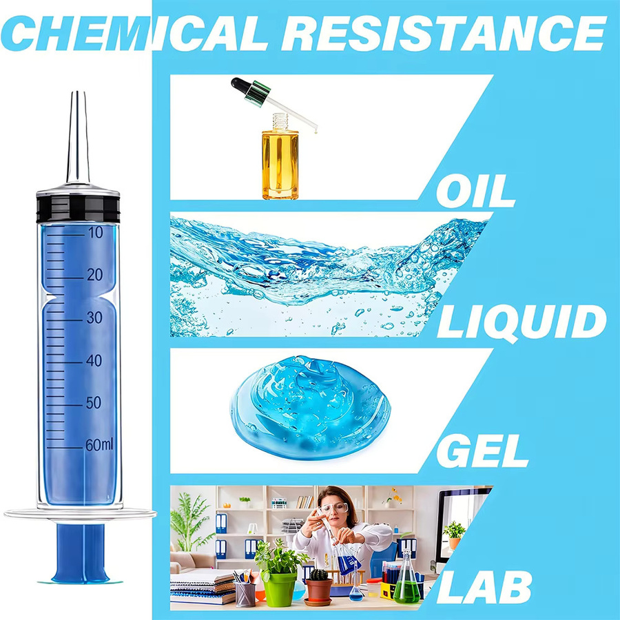 Farbige Spritze mit Kappe für Labor und Dosierung, 60 ml, Kunststoff, Grün, Blau, Orange - Bild 2