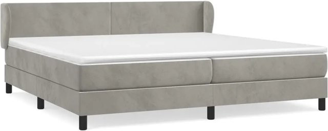 vidaXL Boxspringbett mit Matratze in Hellgrau, Hybridbett mit Taschenfederkern aus Samt, B/T/H: 200 x 200 x 78 cm - Bild 1