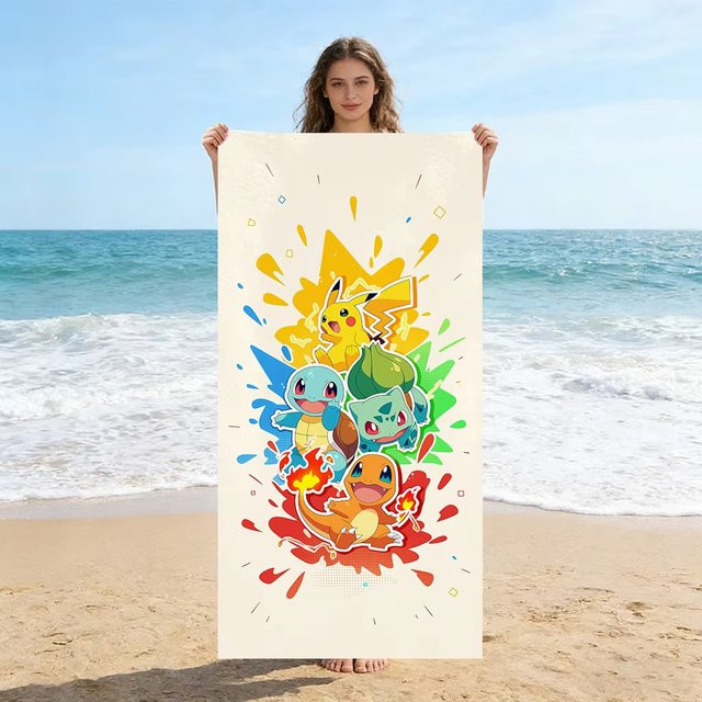 Potdemiel Pokemon Strandtuch, schnelltrocknend und super saugfähig, Multicolour - Bild 1