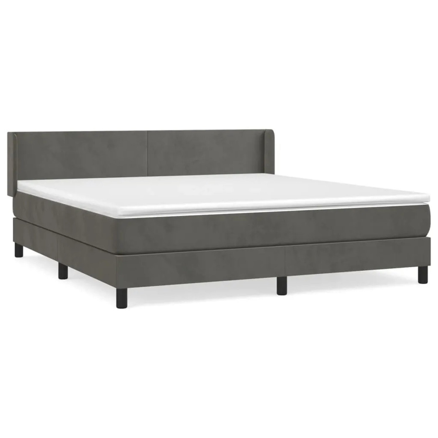 vidaXL Boxspringbett mit Matratze Dunkelgrau aus Samt, Hybrid-Bett mit Taschenfederkern, B/T/H: 160 x 200 cm - Bild 2