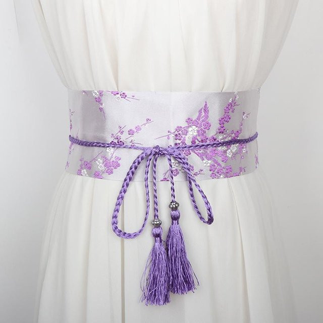 YULIN Wickelgürtel Damen, floral bestickt, gray - Bild 1