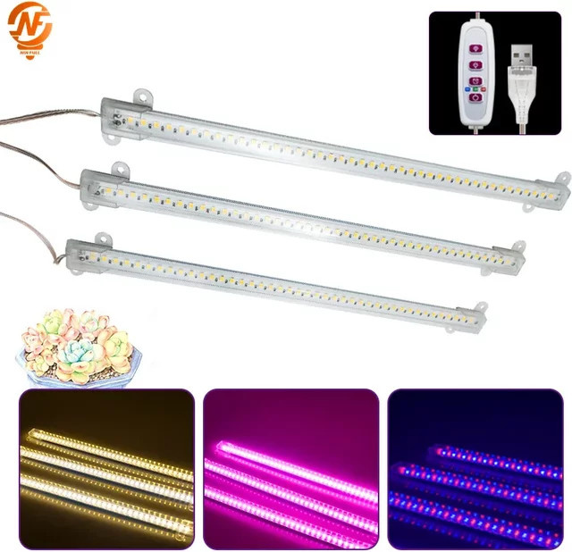 LED-Wachstumslicht mit vollem Spektrum als Pflanzenwachstumslichtleiste für Zimmerpflanzen, Blumensämlinge und Gewächshäuser, USB-Anschluss, Farbe: Weiß, Länge: 30 cm - Bild 1