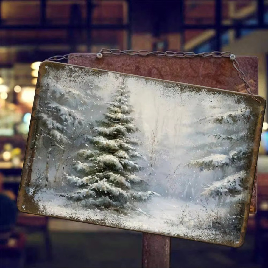 CIFBUY Vintage Weihnachtsbaum Metallblechschild in Weiß, Wandkunst für Innen und Außen, B/H: 20,3 x 30,5 cm - Bild 3