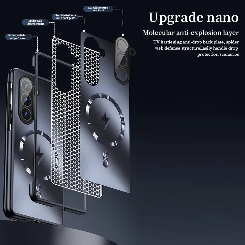AG MagSafe Matte Schutzhülle für Samsung Galaxy Z Fold 7 6 5 Slim Armor Rückseite aus Kunststoff in Blau - Bild 2