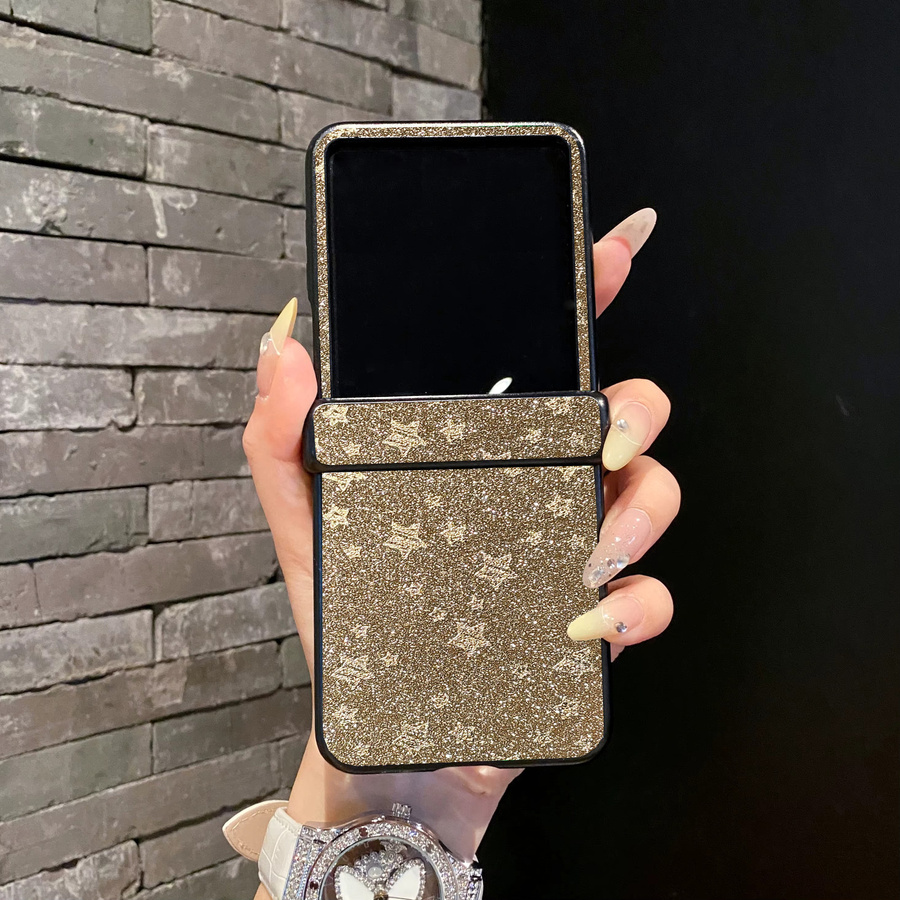 INS Twinkle Star Handyhülle für Motorola Razr 50 60 70 Ultra, matte stoßfeste Hartschale in Blau und Gold - Bild 2