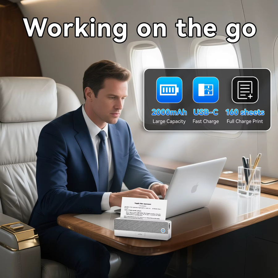 GZQIANJI Mobiler A4-Thermo-Minidrucker in Schwarz mit Bluetooth für Fotos und PDF-Dokumente - Bild 6