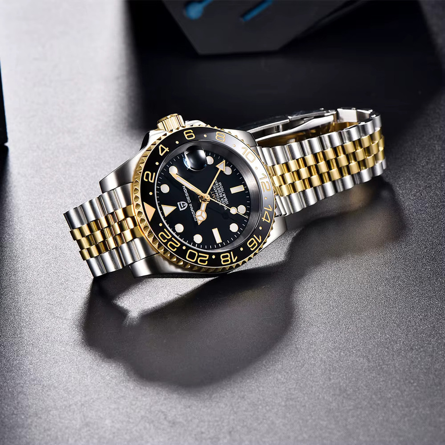 PAGANI DESIGN Armbanduhr, Automatik, Edelstahl, Gold, Saphirglas, GMT-Funktion, Herren - Bild 6