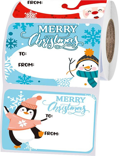 TYFYO Weihnachtsaufkleber DIY Siegeletiketten Dankeschön-Aufkleber für Weihnachtsdekoration und Geschenktüten, 250 Stück pro Rolle, Multicolor - Bild 1
