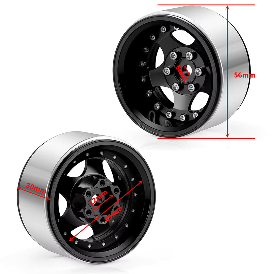 AXSPEED 1,9 Zoll Beadlock Felgen Naben, 4-teiliges Set, Grau, Metall - Bild 4