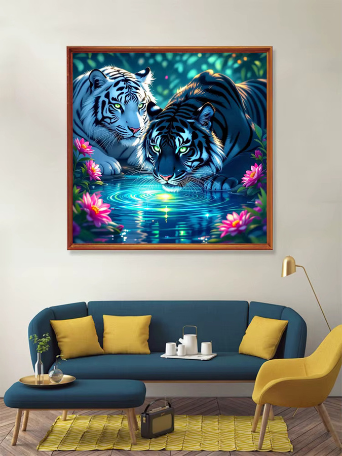 EverShine 5D Diamant Stickerei Kit Tiger DIY Mosaik Kunst Malerei mit runden Steinen in Multicolour - Bild 4