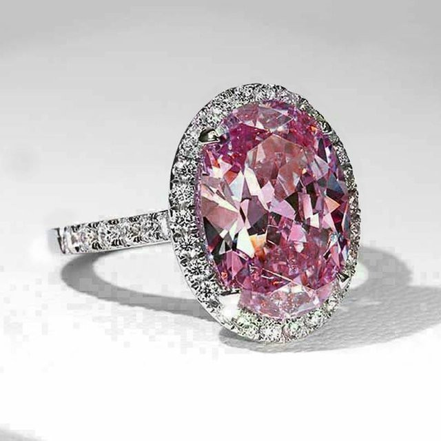 Huitan Rosa Ringe, Zirkonia, Silber, Damen, Verlobung, Hochzeit - Bild 1