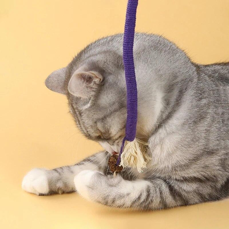 NATAWA Katze Kauen Spielzeug Interaktives Molaren Seil Spielzeug violett - Bild 3