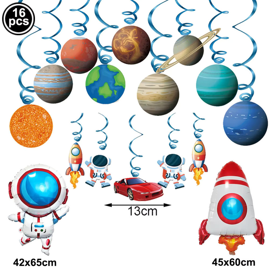PartiesTour Weltraum Party-Dekoration mit hängenden Planeten-Wirbeln für Kindergeburtstage, Mehrfarbig - Bild 2