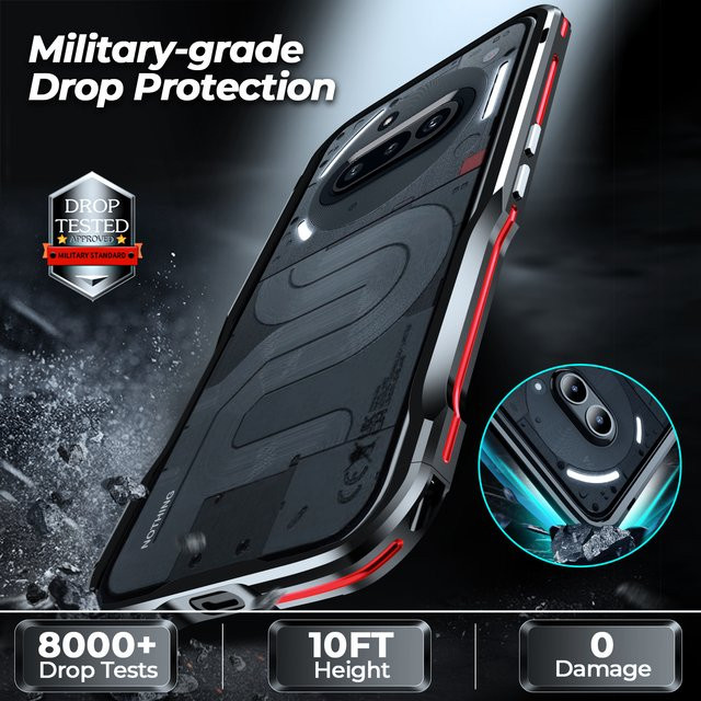LUPHIE Metalllegierungs-Stoßfänger Schutzhülle für Nothing Phone 3, 3A und 2a Plus in Schwarz - Bild 1