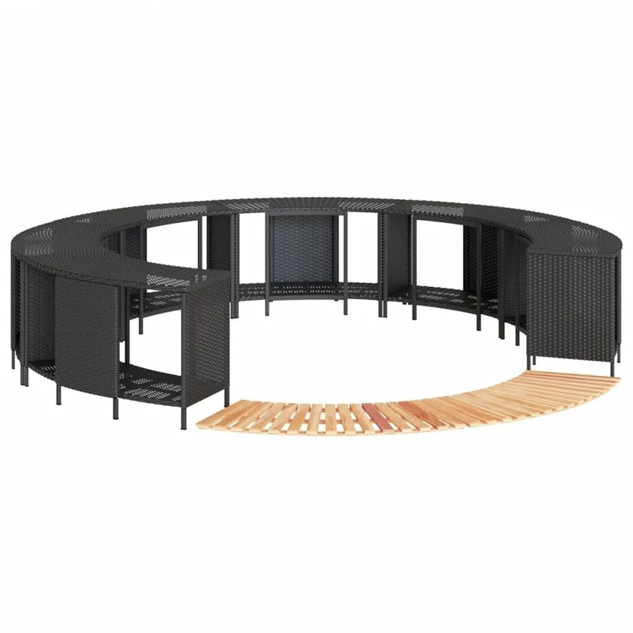 vidaXL Whirlpool-Umrandung aus Poly-Rattan und geöltem Akazienholz in Schwarz - Bild 2