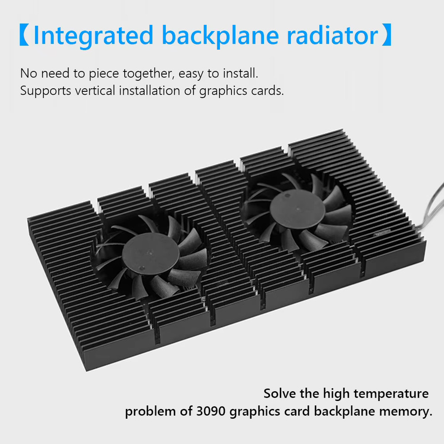 VODOOL GPU Rückplatte Speicher-Kühler aus Aluminium-Legierung mit PWM-Lüfter für RTX 3090 3080 3070 Serie, Schwarz - Bild 2
