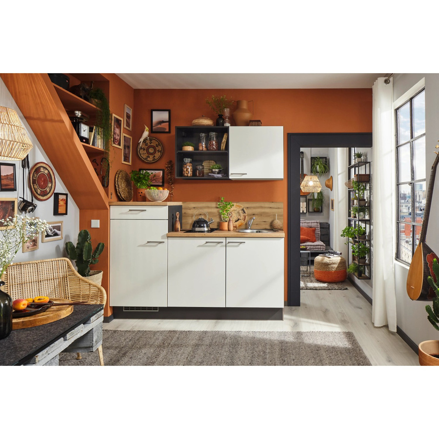 pino Küchenzeile Weiß mit Geräteschrank B/T/H: 180 x 60 x 206,2 cm - Bild 2