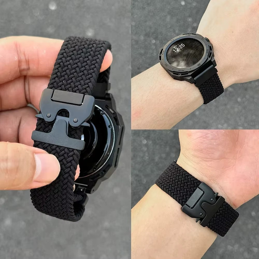 YEELUSEE Uhrenarmband Textil/NATO, Schwarz, Unisex, 20 mm, 22 mm - Bild 2