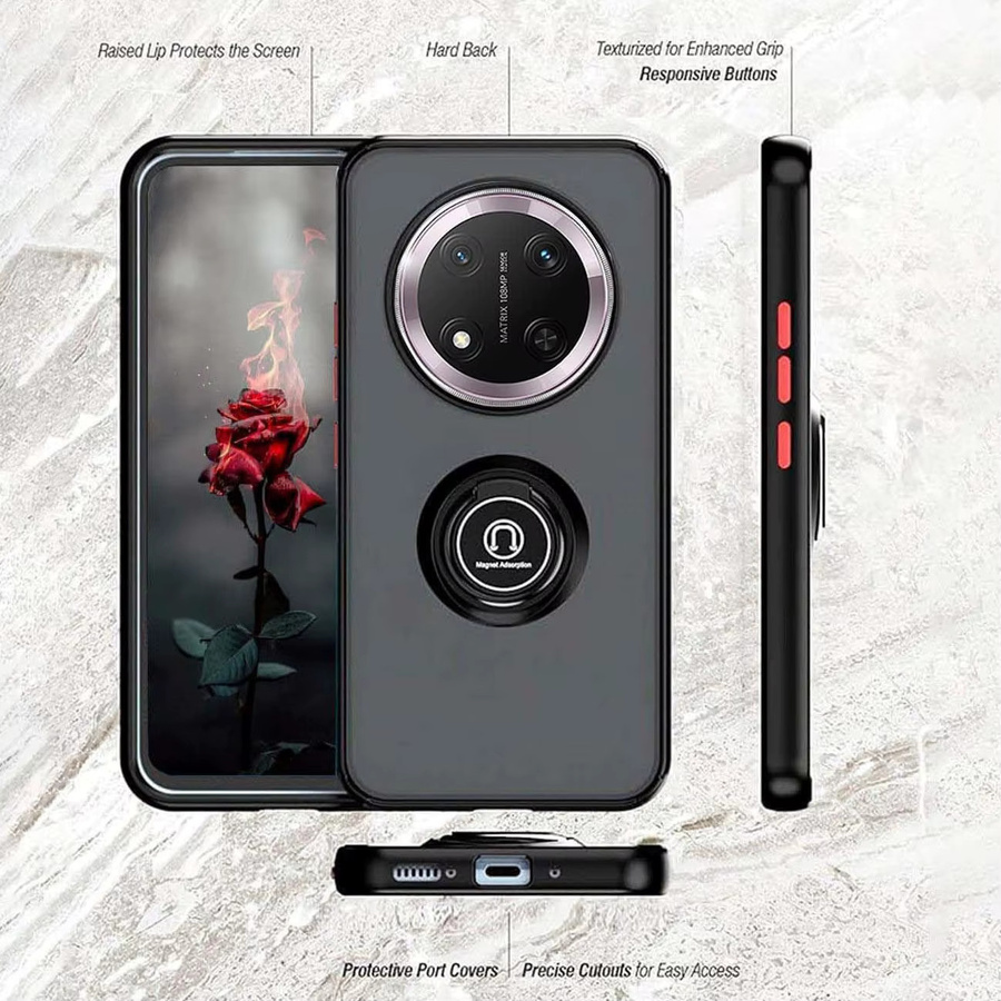 Stoßfeste Schutzhülle mit magnetischem Ring und Ständer für Honor Magic 7 Lite 5G, Magic 7 Pro und X9c in Blau - Bild 2