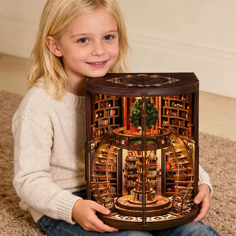 zuuton DIY Buchnischen-Set Retro 3D Mini-Bibliothek, Holz, ab 14 Jahren - Bild 2