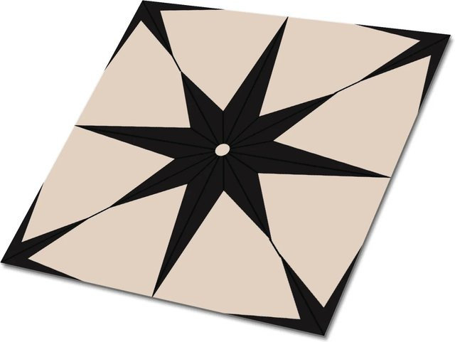 Tulup Selbstklebende PVC Bodenfliesen Set aus 9 Stück, Klassisches Stern-Design, Beige/Mehrfarbig, B/T: 30 x 30 cm - Bild 1