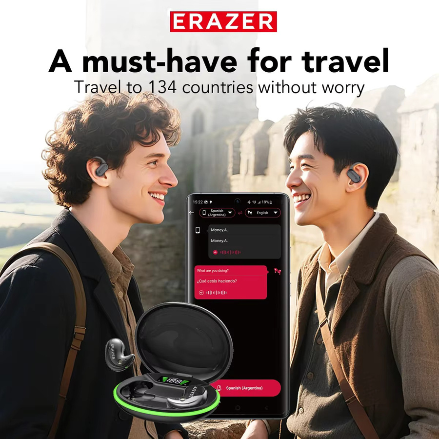 ERAZER XF58 Bluetooth V6.0 TWS In-Ear Kopfhörer mit AI Translator und Ultra-dünnem Design in Schwarz oder Grau - Bild 6