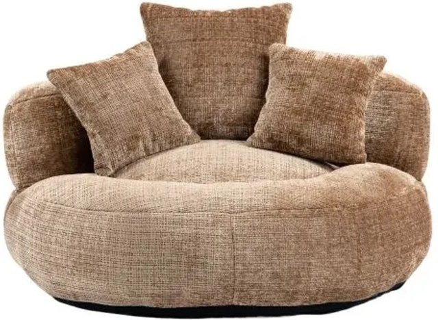 PXloue Sitzsack Sofa aus Chenille in Braun mit 3 Kissen für Erwachsene und Kinder - Bild 1