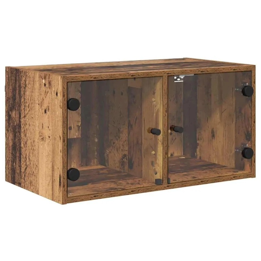 vidaXL Wandschränke im 2er-Set aus Holzwerkstoff in Altholz-Optik mit Glastüren, B/T/H: 68 x 37 x 35 cm - Bild 2