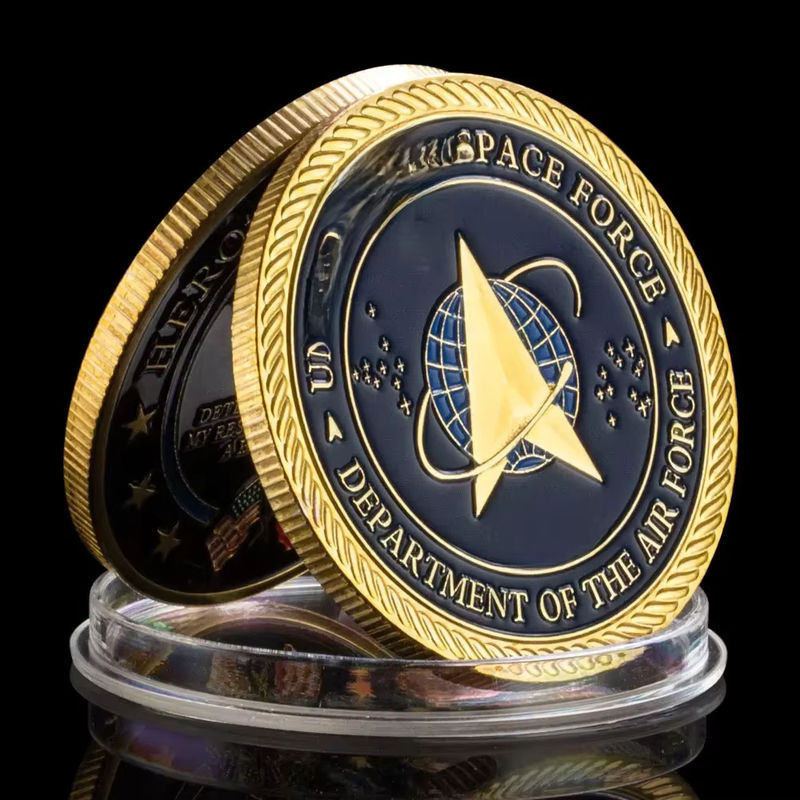 United States Space Force Challenge Münze und Heros Valor Gebet Dekoration aus Gold Metall rund - Bild 5