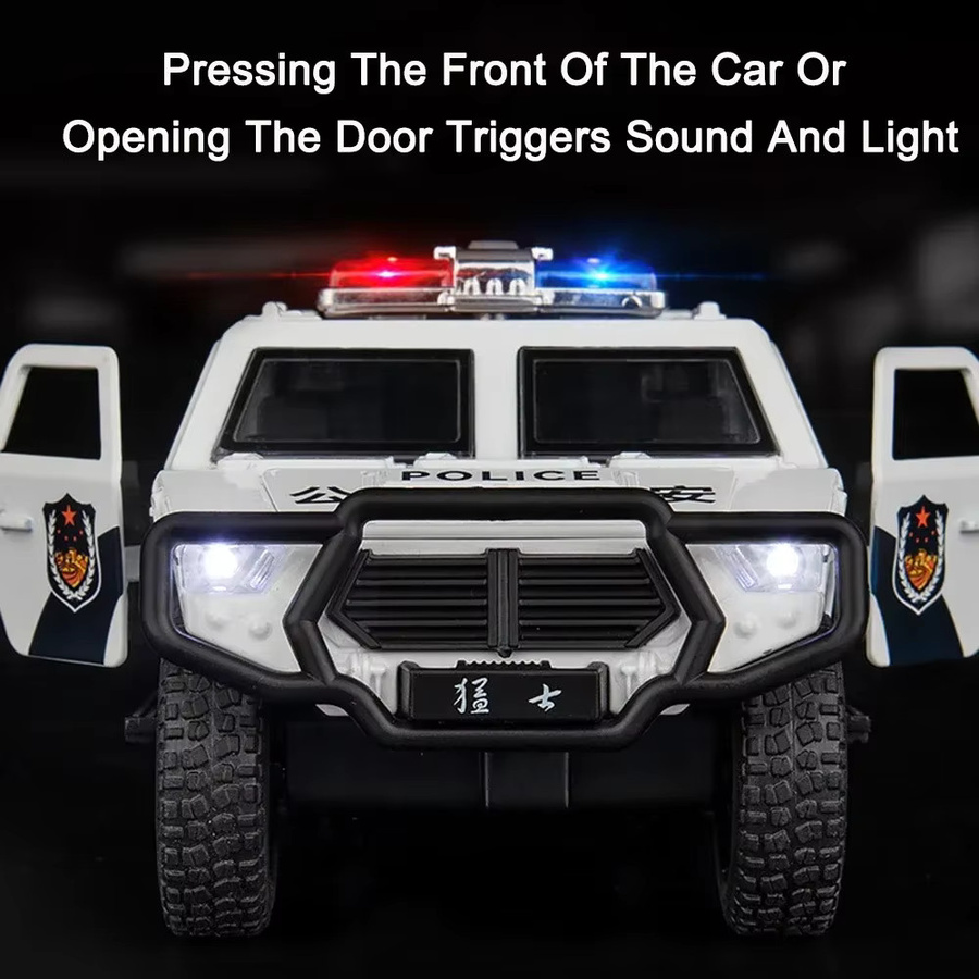 MAKEDA Dongfeng MengShi Sabertooth Modell Polizeiauto, Metalldruckguss, 1:32, mit Licht und Sound - Bild 1