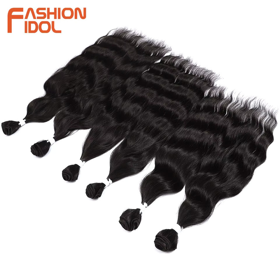 FASHION IDOL Wasserwellen-Haarbündel Synthetische Haarverlängerungen, Ombre Braun - Bild 2