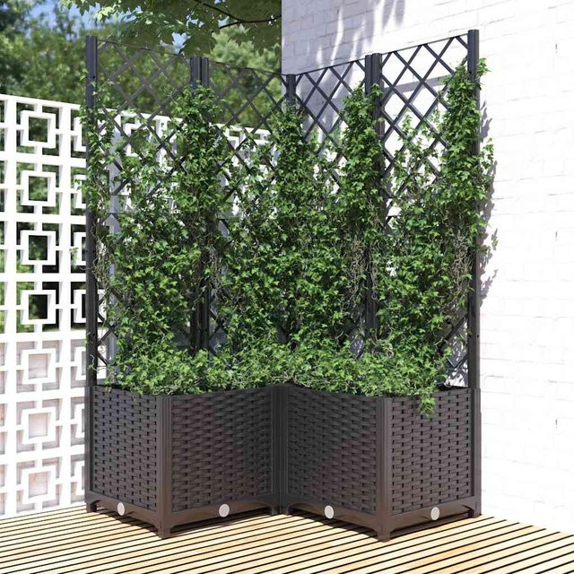 Vidaxl Gartenkübel mit Gitter in Schwarz, B/T/H: 80 x 80 x 136 cm - Bild 1