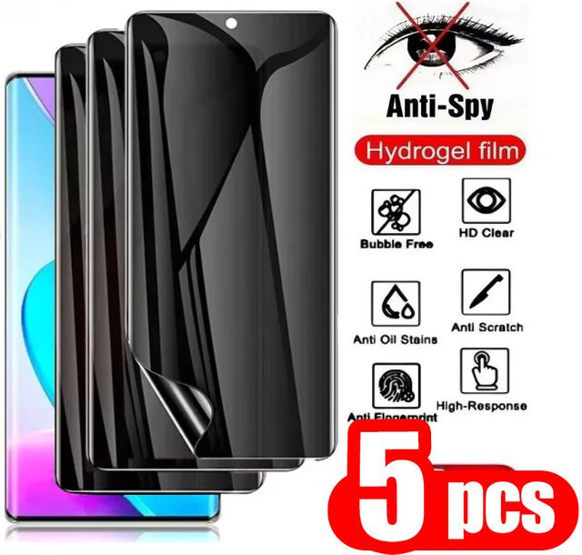 Anti-Spy Privatsphäre Displayschutzfolie aus Hydrogel für Samsung Galaxy S25 Ultra, S25, S24 Ultra, S24 FE 5G, S23 Ultra und S22 Plus, transparent - Bild 1