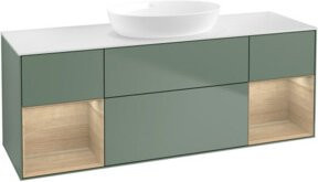V&B Waschtischunterschrank Finion mit Wandbeleuchtung, Farbe Weiß und Eiche, Breite: 160 cm, Tiefe: 50,1 cm, Höhe: 50,1 cm - Bild 1
