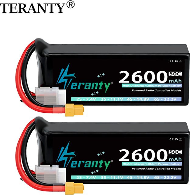 TERANTY 4S Lipo-Akku 14,8V 2600mAh 50C/100C Softcase mit T XT60 Stecker, 2-teiliges Set - Bild 1