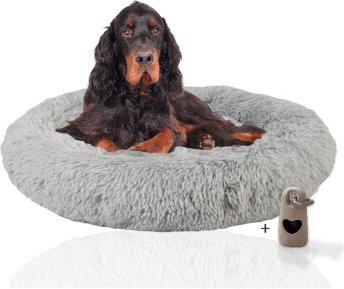 Rohrschneider Hundebett Donut in Grau mit erhöhtem Rand und rutschfester Unterseite, Größe L - Bild 1