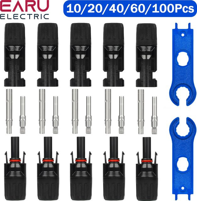 EARU DC-Solarstecker Set IP67 wasserdicht mit 2 Schraubenschlüsseln für PV-Kabel 1000 V 30 A - Bild 1