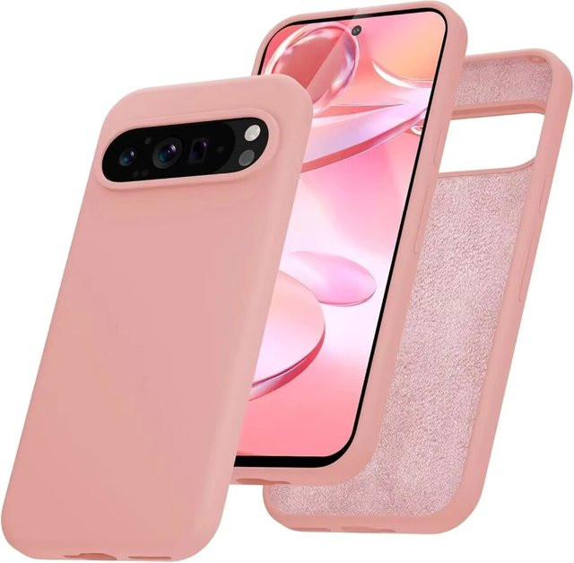 Stoßfeste Flüssig-Silikon Schutzhülle für Google Pixel in Pink, Ultra Slim Matt-Cover mit weichem Hautgefühl - Bild 1