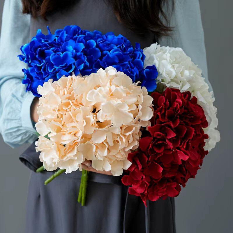 WQNJIN Kunstblumen Hortensie als Wanddekoration in Blau und Multicolour für Hochzeit und Zuhause - Bild 2