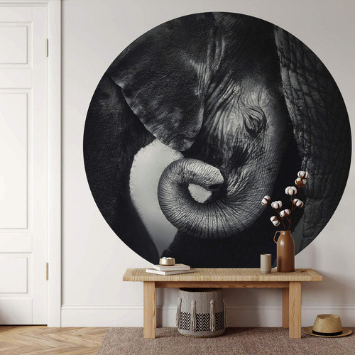 K&L Wall Art Runde Vliestapete Baby Elefant Safari Tiere Kinderzimmer mehrfarbig matt - Bild 2